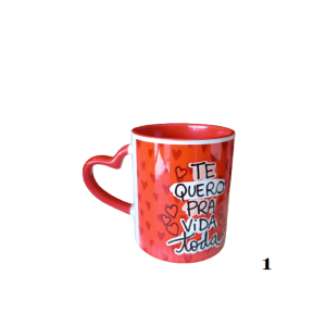 Canecas Diversas De Porcelana Alça Coração - Dia Dos Namorados