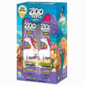 Kit Shampoo + Condicionador Cabelos Lisos Zoopers Kids 500ml
