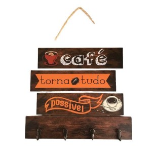 Plaquinha Café - 4 Ganchos