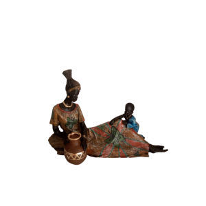 Africana Grande Sentada Com Criança