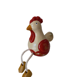 Galinha Articulada Bege E Vermelha