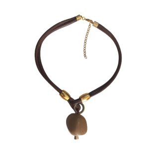 Colar Com Pedra Marrom