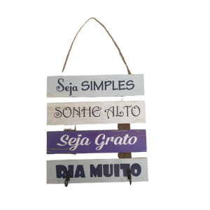 Placa Decorativa MDF com Frase Seja Simples, Sonhe Alto, Seja Grato, Ria Muito
