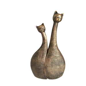Escultura Casal De Gatos Decorativos