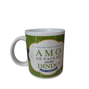 CANECA DE PORCELANA AMO DE PAIXÃO MEU DINDO
