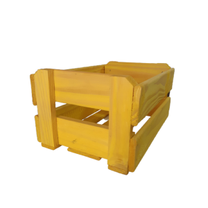 CACHEPOT DE MADEIRA N2 AMARELO