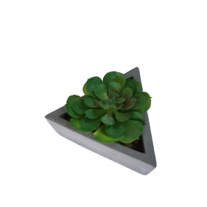 VASO CERÂMICA TRIÂNGULO COM SUCULENTA