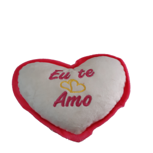CORAÇÃO DE PELÚCIA ROSA EU TE AMO